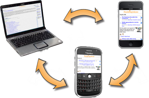 View FeedsAnywhere from your laptop, notebook, iPhone, Blackberry, or other mobile device